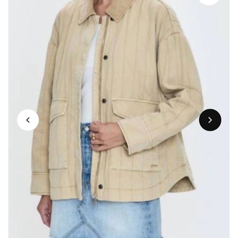 Pistola Tan Utility Jacket Quilted Design Hip-Length